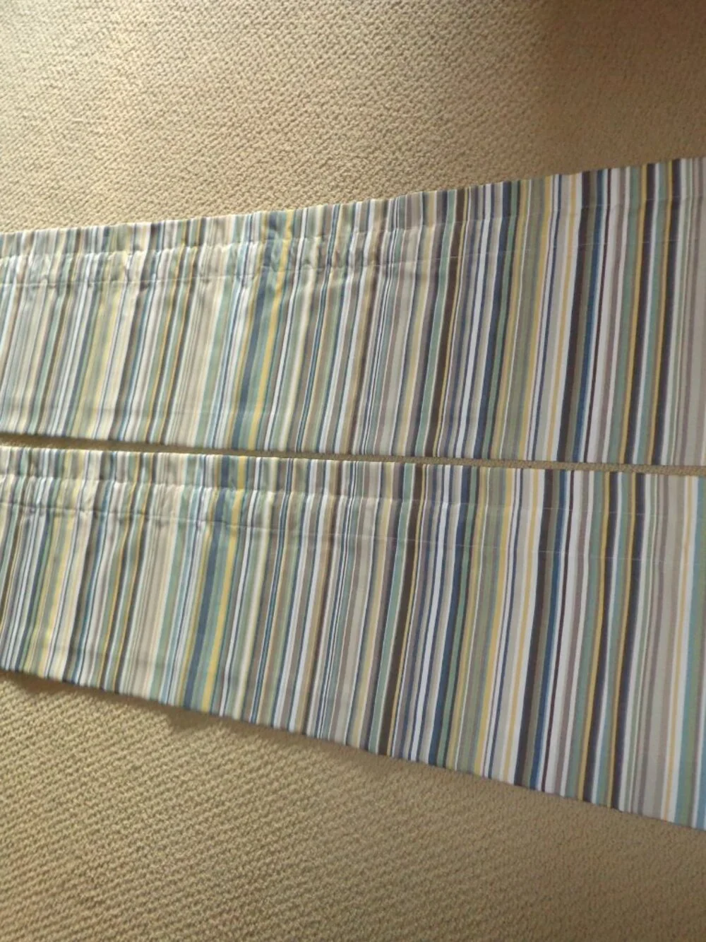 Pair Window Valances Striped Multi Fully Inner Lined Straight/Tailored